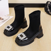Round Toe Thick Heel Ankle Boots Women Ytmtloy Botines-BS01021-Veeddydropshipping